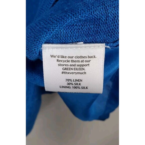 Eileen Fisher Blouse Top XL Linen Silk Turquoise Blue Casual‎ Work Quiet Luxury - Picture 4 of 6